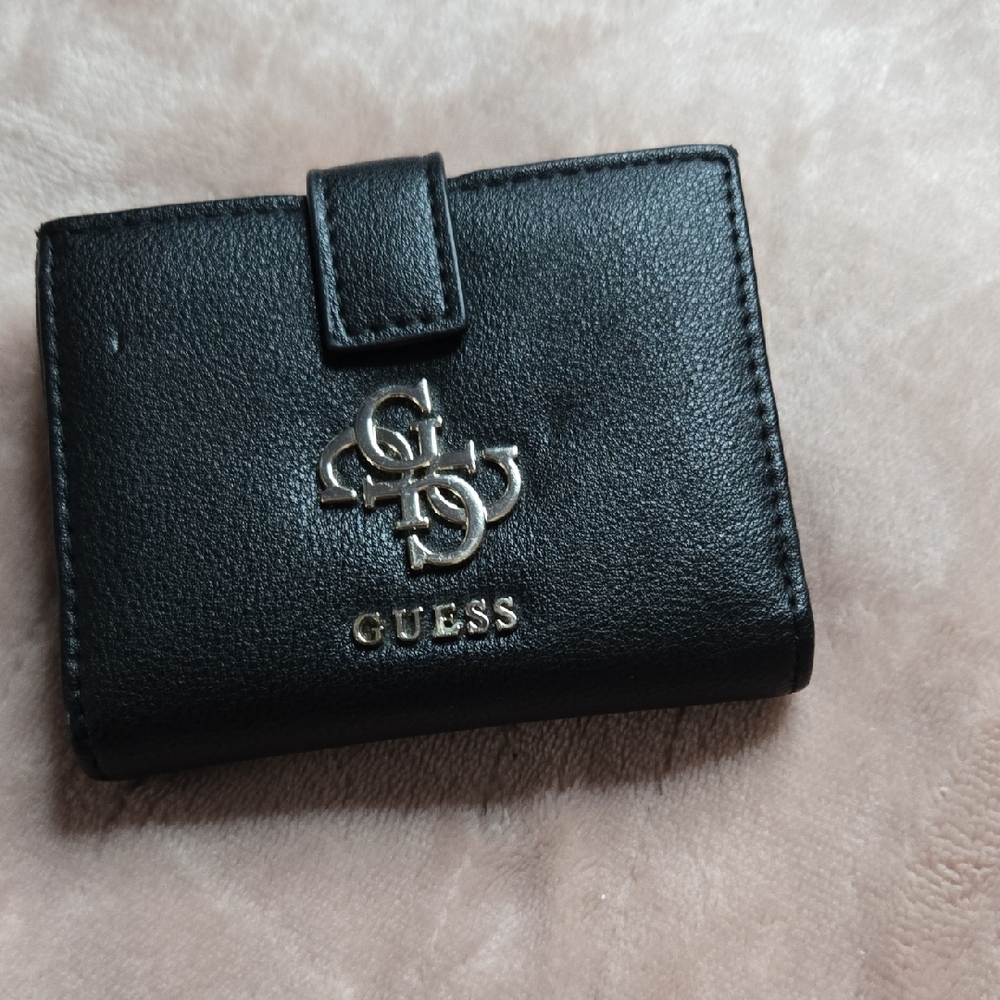 GUESS Black Wallet with Gold Logo